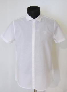 870/38 Mayoral (NUKUTAVAKE) chlapecká letní bílá košile lněná s krátkým rukávem Barva: Bílá, Velikost: 166, Materiál: 70% bavlna 30% len