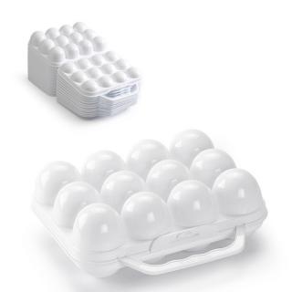 Dóza na 12 ks vajec; 20x18,5x7 cm; plast; bílá