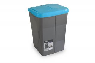 Koš na tříděný odpad modré víko; 51x36x36,5cm; 45 l; plast