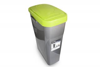 Koš na tříděný odpad zelené víko; 51x21,5x36cm; 25 l; plast