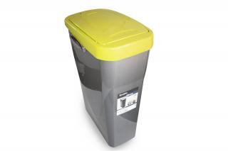 Koš na tříděný odpad žluté víko; 51x21,5x36cm; 25 l; plast