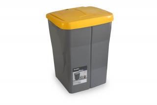 Koš na tříděný odpad žluté víko; 51x36x36,5 cm; 45 l; plast