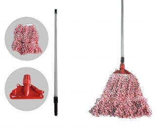 Mop PROFI KENTUCKY SET ČERVENÁ, tyč 140 cm sklolaminát