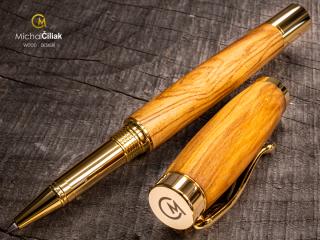_Dřevěné kuličkové pero Superior Olive Tree - Elegant gold