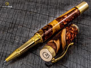 _Dřevěné kuličkové pero Superior Superior Coper leaf & Wine - Elegant gold