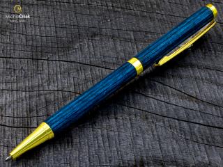 Dřevěná propiska Superior Blue Wood - Slimline gold č.2751