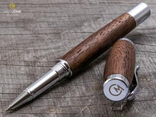 Dřevěné kuličkové pero Superior American Walnut - Elegant chrome č.473