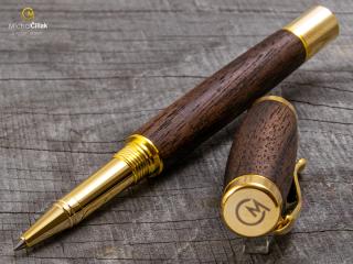 Dřevěné kuličkové pero Superior American Walnut - Elegant gold č.471