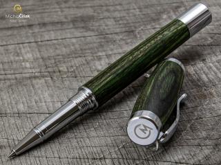 Dřevěné kuličkové pero Superior Green Wood - Elegant chrome č.413