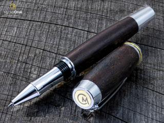 Dřevěné kuličkové pero Superior Makassar Ebony - Burly chrome č.2941