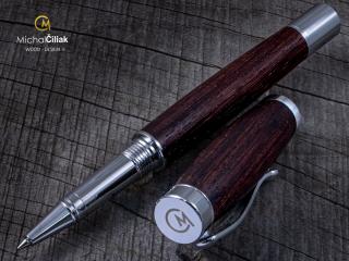 Dřevěné kuličkové pero Superior Makassar Ebony - Elegant chrome č.2800