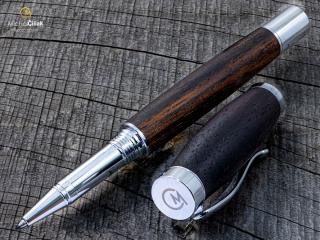 Dřevěné kuličkové pero Superior Makassar Ebony - Elegant chrome č.2902