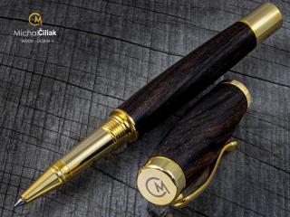 Dřevěné kuličkové pero Superior Makassar Ebony - Elegant gold č.2809