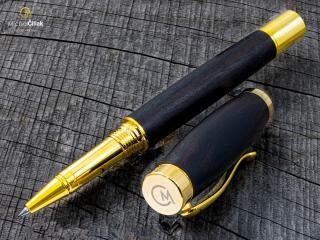 Dřevěné kuličkové pero Superior Makassar Ebony - Elegant gold č.2894