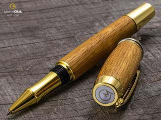 Dřevěné kuličkové pero Superior Oak - Burly gold č.435