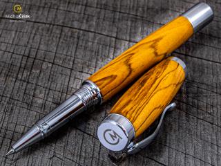 Dřevěné kuličkové pero Superior Olive Tree - Elegant chrome č.2675