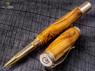 Dřevěné kuličkové pero Superior Olive Tree - Elegant gold č.2764
