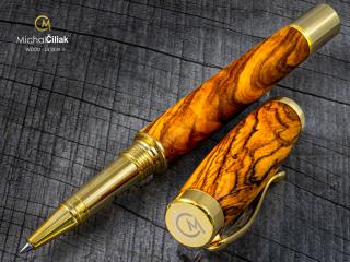 Dřevěné kuličkové pero Superior Olive Tree - Elegant gold č.2806