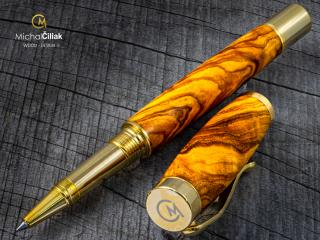 Dřevěné kuličkové pero Superior Olive Tree - Elegant gold č.2807