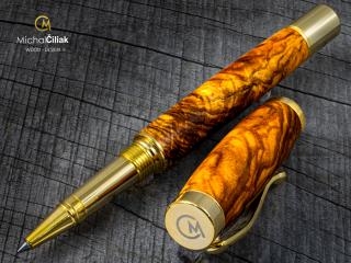 Dřevěné kuličkové pero Superior Olive Tree - Elegant gold č.2822