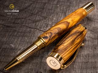 Dřevěné kuličkové pero Superior Olive tree & resin - Elegant gold č.2646