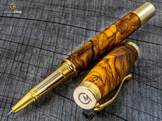 Dřevěné kuličkové pero Superior Olive tree & resin - Elegant gold č.2709