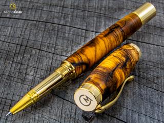 Dřevěné kuličkové pero Superior Olive tree & resin - Elegant gold č.2713