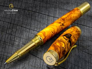 Dřevěné kuličkové pero Superior Olive tree & resin - Elegant gold č.2824