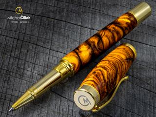 Dřevěné kuličkové pero Superior Olive tree & resin - Elegant gold č.2827