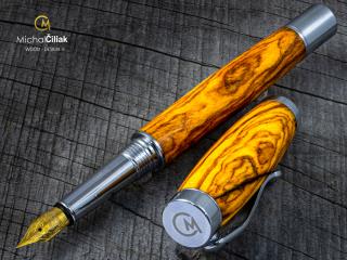 Dřevěné kuličkové pero Superior Olive tree & resin - Elegant gold č.2830