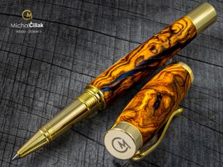 Dřevěné kuličkové pero Superior Olive tree & resin - Elegant gold č.2845