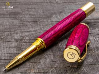 Dřevěné kuličkové pero Superior Pink Wood - Elegant gold č.421