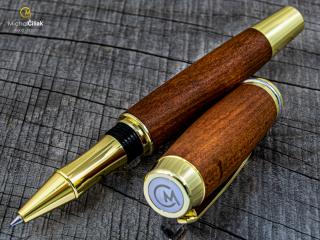 Dřevěné kuličkové pero Superior Plum Tree - Burly gold č.2724