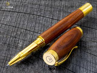 Dřevěné kuličkové pero Superior Plum Tree - Elegant gold č.2958