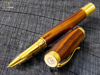 Dřevěné kuličkové pero Superior Plum Tree - Elegant gold č.2961