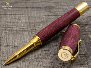 Dřevěné kuličkové pero Superior Superior Purpleheart - Elegant gold č.461