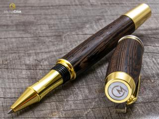 Dřevěné kuličkové pero Superior Wengé - Burly gold č.405