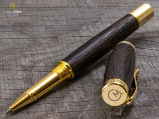 Dřevěné kuličkové pero Superior Wengé - Elegant gold č.401