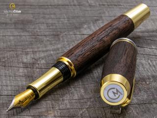 Dřevěné plnící pero Superior American Walnut - Burly gold č.474