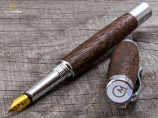 Dřevěné plnící pero Superior American Walnut - Elegant chrome č.472