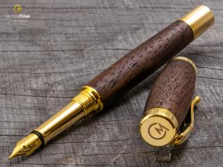 Dřevěné plnící pero Superior American Walnut - Elegant gold č.470