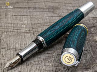 Dřevěné plnící pero Superior Blue Wood - Burly chrome č.446