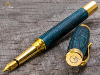 Dřevěné plnící pero Superior Blue Wood - Elegant gold č.440