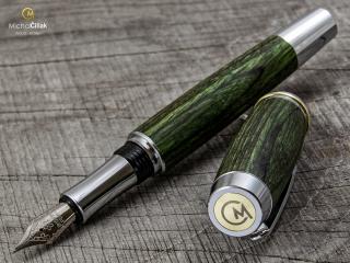 Dřevěné plnící pero Superior Green Wood - Burly chrome č.416