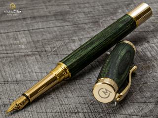 Dřevěné plnící pero Superior Green Wood - Elegant gold č.410