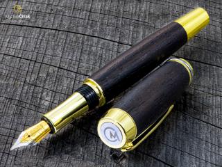 Dřevěné plnící pero Superior Makassar Ebony - Burly gold č.2939