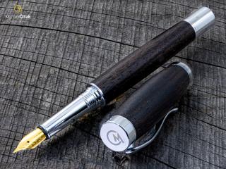 Dřevěné plnící pero Superior Makassar Ebony - Elegant chrome č.2955