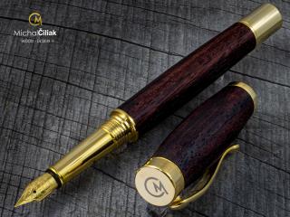 Dřevěné plnící pero Superior Makassar Ebony - Elegant gold č.2811