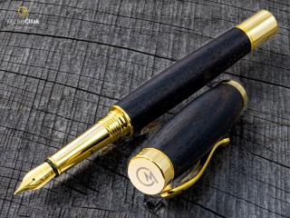 Dřevěné plnící pero Superior Makassar Ebony - Elegant gold č.2956