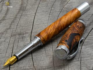 Dřevěné plnící pero Superior Maple Burl - Elegant chrome č.2420